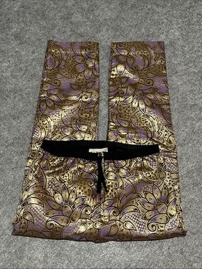 Marni x H&M Metallic Purple and Gold Cropped Brocade Pants